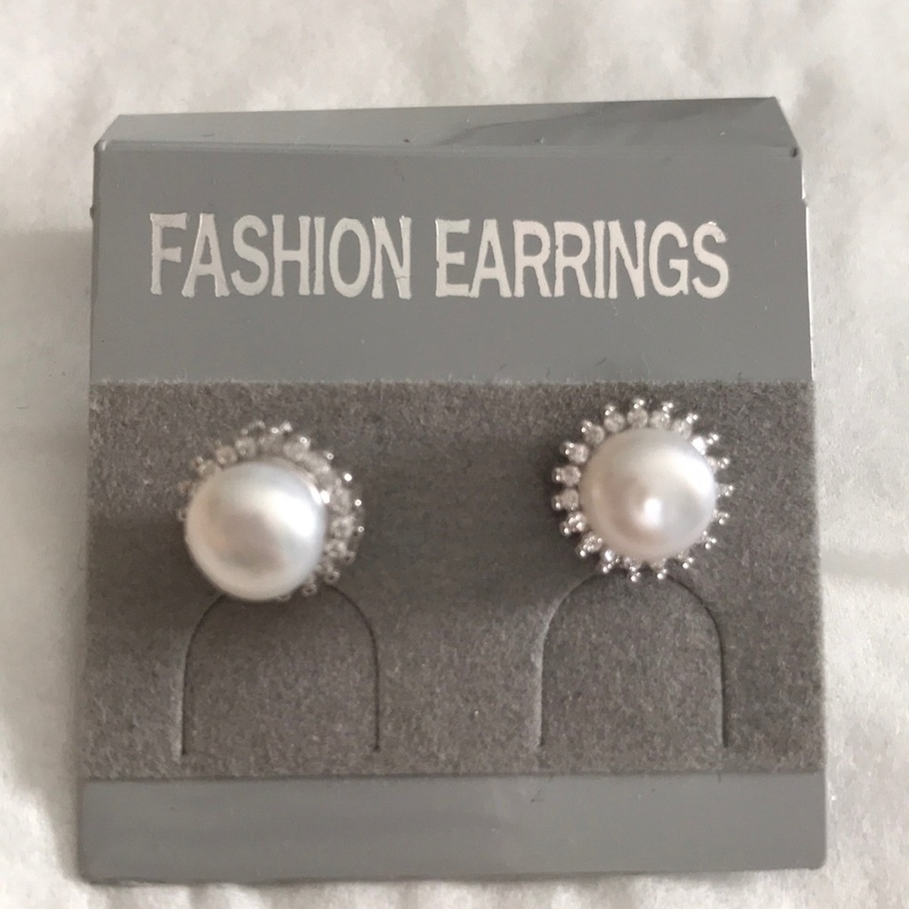 Sterling silver 925 cubic zirconia pearl